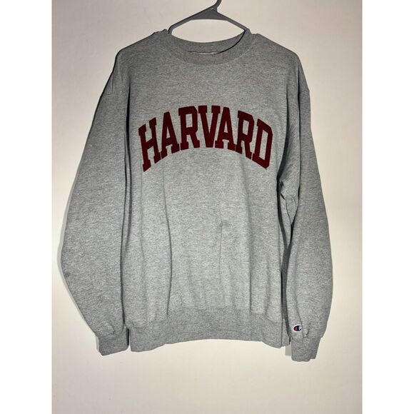 Champion Harvard University Gray Crewneck Sweatshirt L Collegiate Logo - Picture 1 of 5